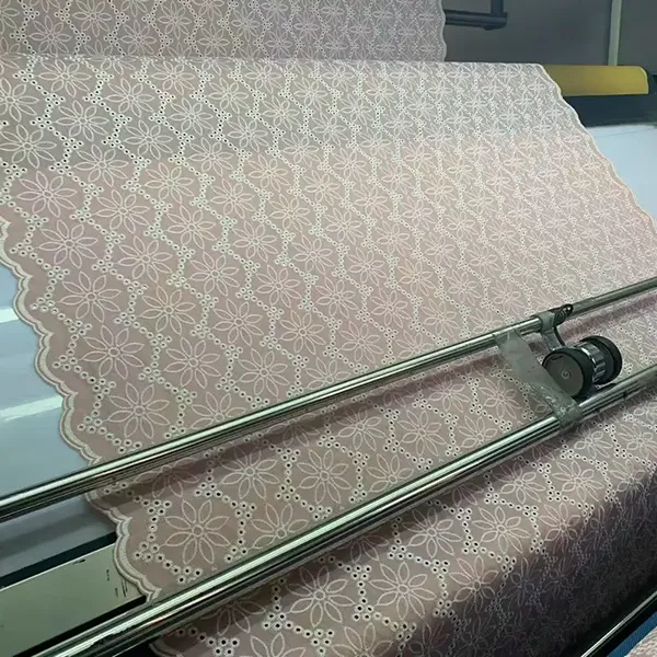 Custom Embroidered Cotton Lace Eyelet Fabric