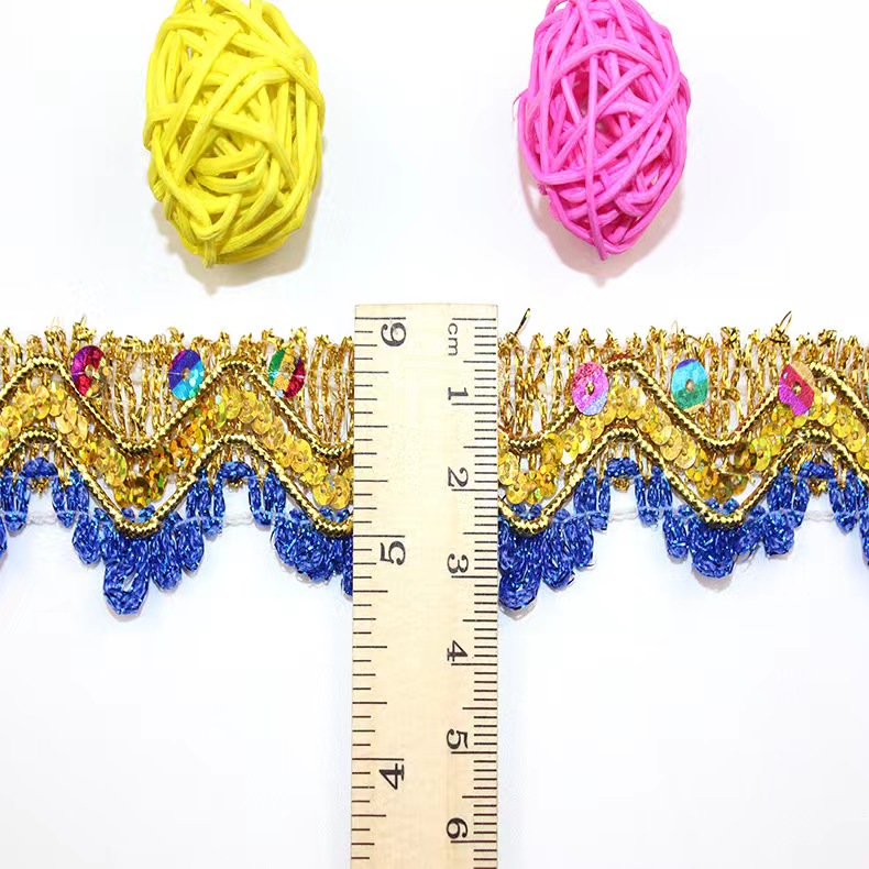 Clothing Accessories Gold and Silver Metallic Border Lace Trim Multicolor Sequin Gold Thread Metallic Lace Trim