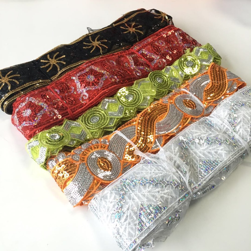 Wholesale Different Width Bling Finish Braid Elastic Sequin Lace Trim