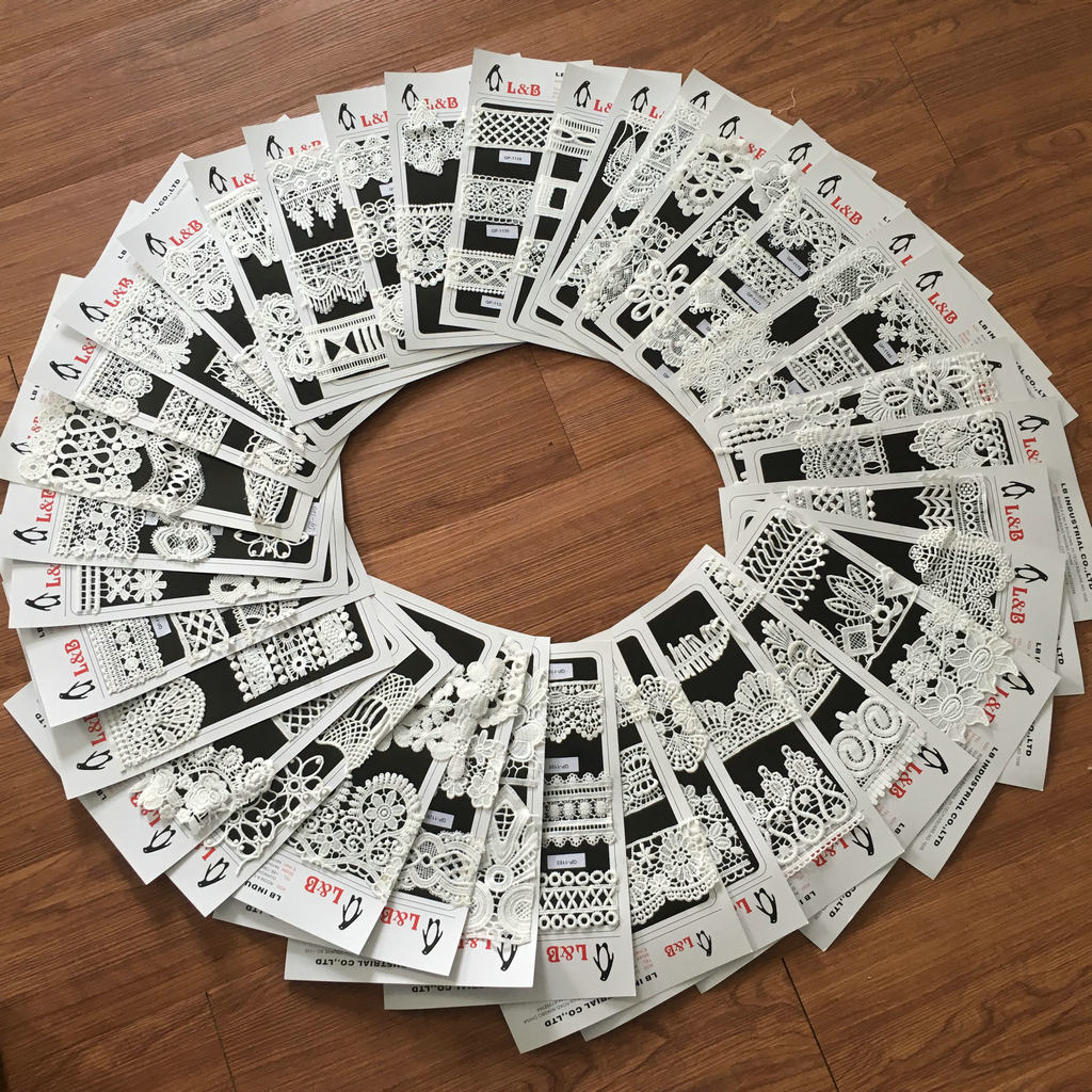 Custom Polyester Lace Narrow Embroidery Lace Trim Multi Color